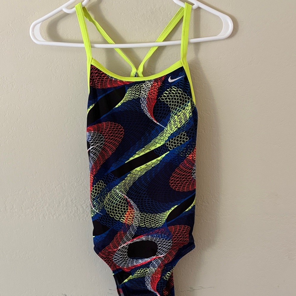 Nike One-Piece Swimsuit with Neon Yellow Trim